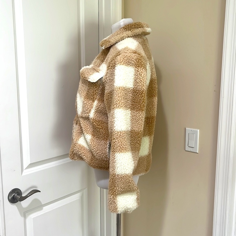 Avec Les Filles Plaid Faux Fur Trucker Shacket Jacket Size Medium - Picture 4 of 10